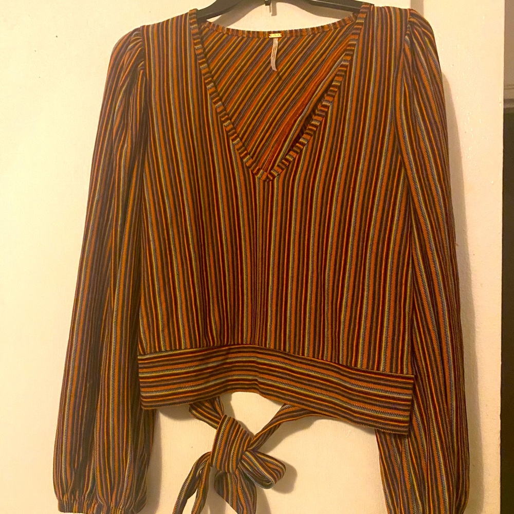 Free People Open Back Balloon Waist Tie Top